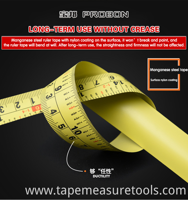 Professional measuring tools industrial grade steel tape measure 3 meters 5 meters 7.5 meters rubber coated tape measure